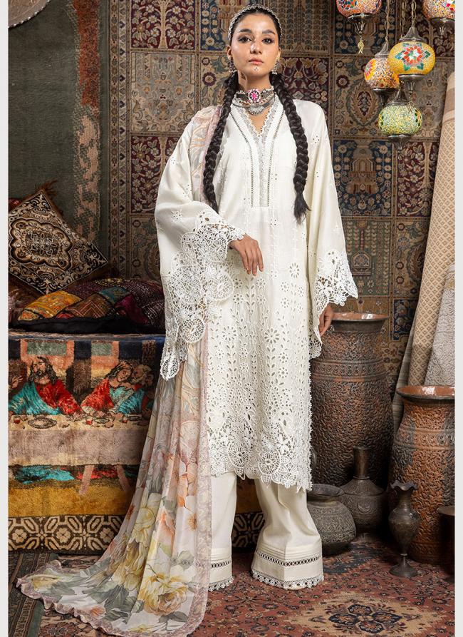 Heavy Cotton White Festival Wear Printed Pakistani Suit